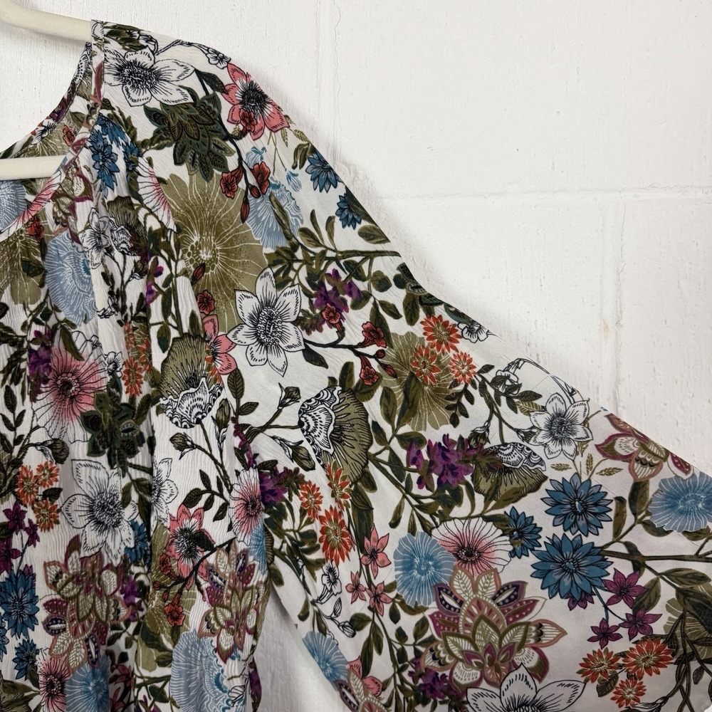 Spense Floral Popover Tunic Plus Size 1X Bell Flare Sleeves BoHo Forest Fairy - Picture 8 of 12